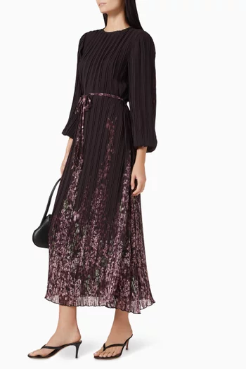 Hyacinth-print Midi Dress in Chiffon