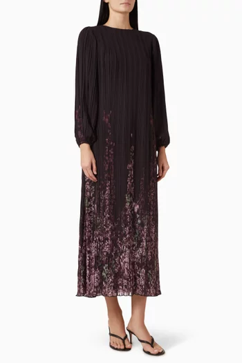 Hyacinth-print Midi Dress in Chiffon