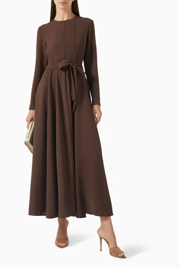 Aliza Belted Maxi Dress in Crepe