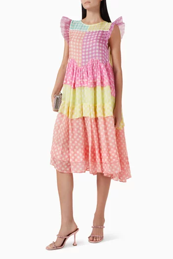 Manuela Patchwork-effect Dress in Silk Blend