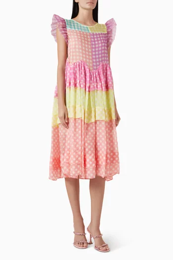 Manuela Patchwork-effect Dress in Silk Blend