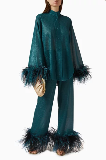 قميص لومير مزين بالريش لوركس مطاطي