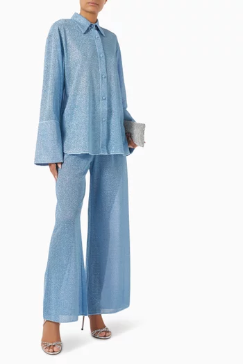 Glazed Lumière Sleeves Shirt in Stretch Lurex