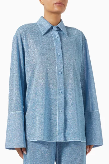 Glazed Lumière Sleeves Shirt in Stretch Lurex