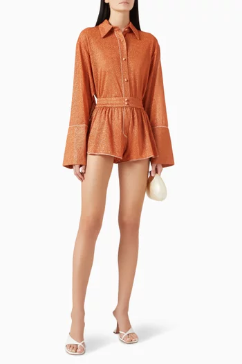Glazed Lumière Sleeves Shirt in Stretch Lurex