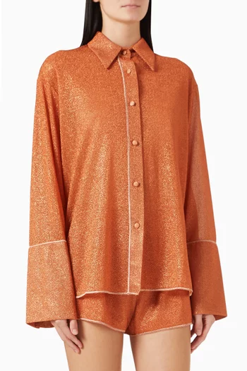 Glazed Lumière Sleeves Shirt in Stretch Lurex