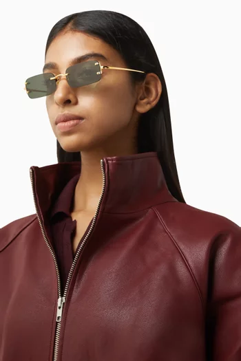 Taylor Rectangle Sunglasses in Gold-plated Titanium