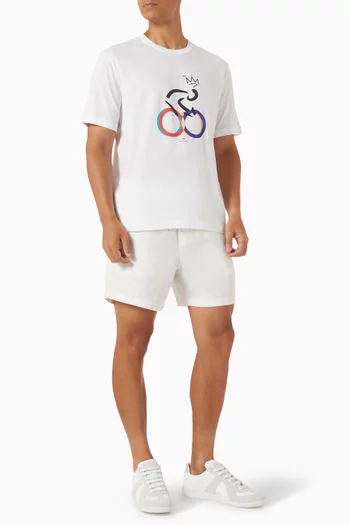 تي شيرت بطبعة راكب دراجة قطن عضوي