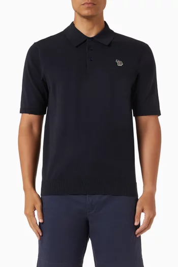 Zebra Polo Sweater in Organic-cotton Knit