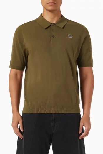Zebra Polo Sweater in Organic-cotton Knit