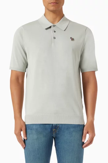 Zebra Polo Sweater in Organic-cotton Knit