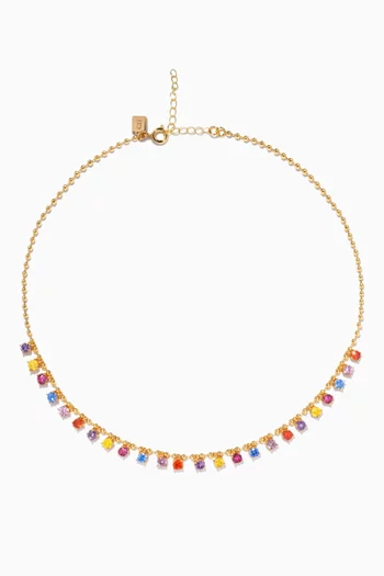 Mirror Drop Rainbow Necklace in 18kt Gold-plated Brass
