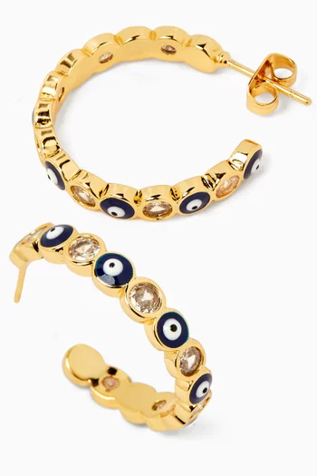 Serena Evil Eye Hoop Earrings in 18kt Gold-plated Brass