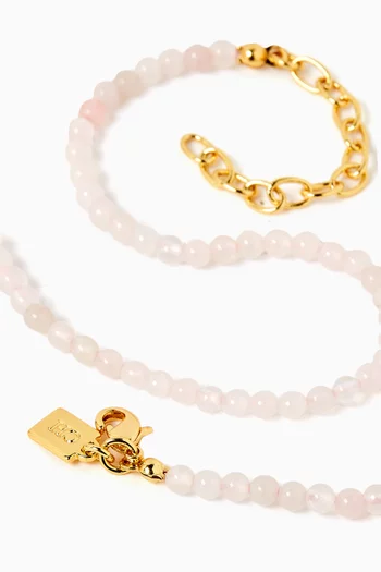 Rose Quartz Necklace in 18kt Gold-plated Brass