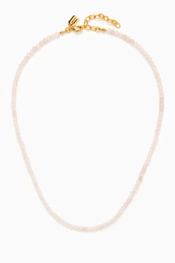 Rose Quartz Necklace in 18kt Gold-plated Brass