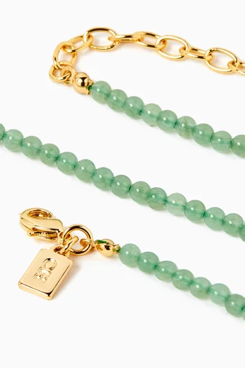 Jade Necklace in 18kt Gold-plated Brass