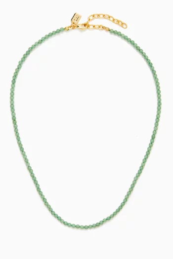 Jade Necklace in 18kt Gold-plated Brass