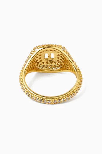 Baguette Signet Ring in 18kt Gold-plated Sterling Silver