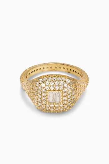 Baguette Signet Ring in 18kt Gold-plated Sterling Silver