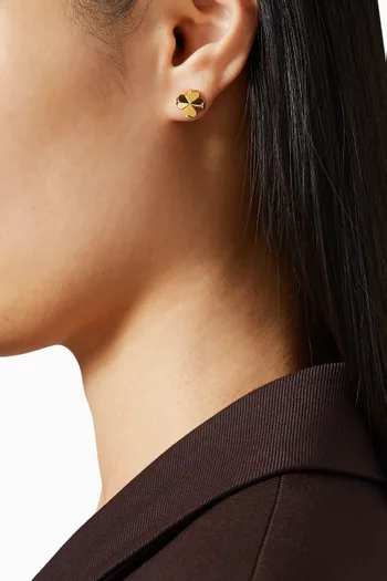 Spade Flower Stud Earrings in Gold-plated Brass
