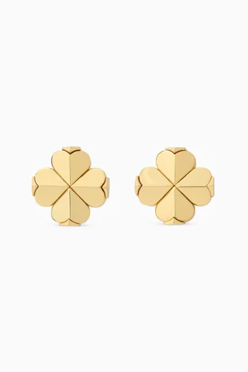 Spade Flower Stud Earrings in Gold-plated Brass