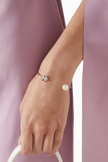 Spade Flower Cuff in Silver-tone Brass