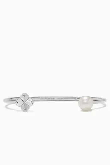 Spade Flower Cuff in Silver-tone Brass