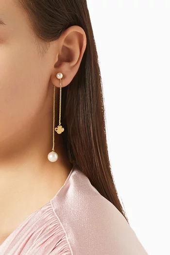 Spade Flower Linear Earrings in Gold-tone Brass