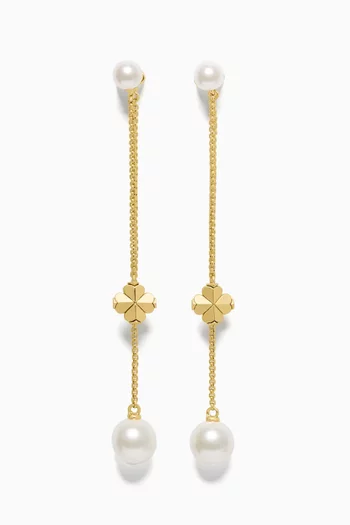 Spade Flower Linear Earrings in Gold-tone Brass