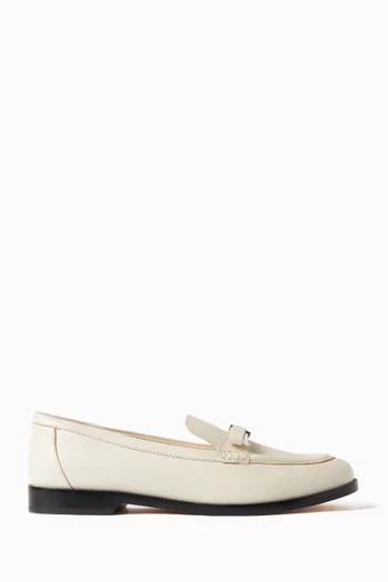 Deco Bow Loafers in Pebbled Leather
