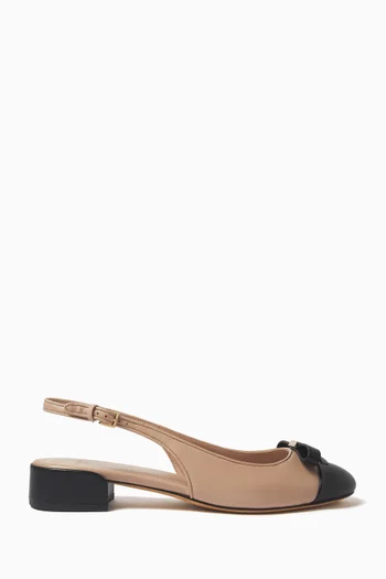 Deco Bow Slingback Pumps in Leather
