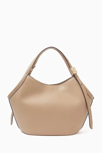 Small Deco Tulip Tote Bag in Fine-Grain Leather