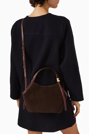 Small Deco Deco Tulip Tote Bag in Suede