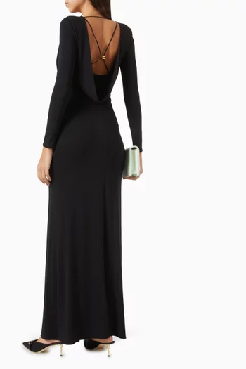 Cowl-neck Maxi Dress in Crêpe-jersey