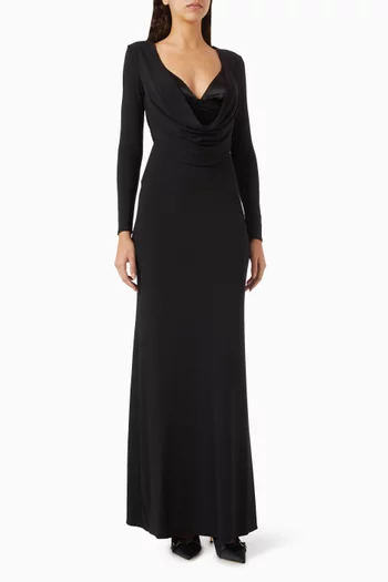 Cowl-neck Maxi Dress in Crêpe-jersey