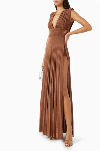 Metal Necklace Maxi Dress in Lurex-jersey