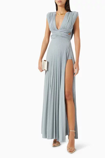Metal Necklace Maxi Dress in Lurex-jersey