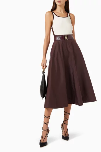 Belted Midi Skirt in Voile