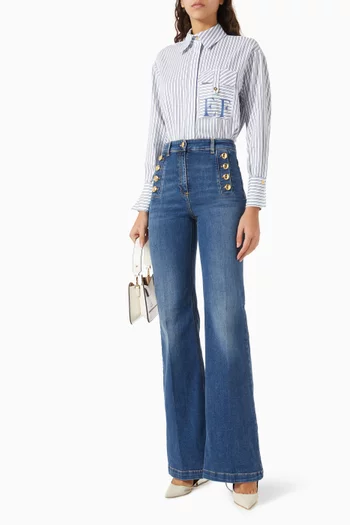Logo Striped Shirt in Cotton-poplin