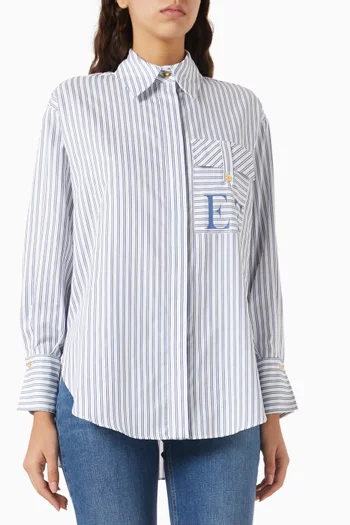 Logo Striped Shirt in Cotton-poplin