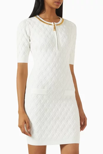 Diamond-trim Mini Dress in Knit