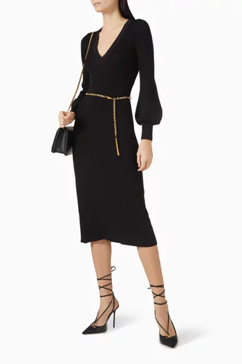 Belted Dress in Rib-knit