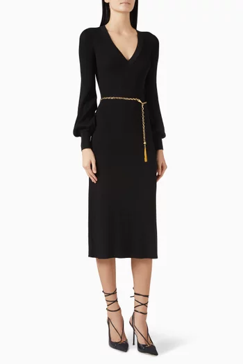 Belted Dress in Rib-knit