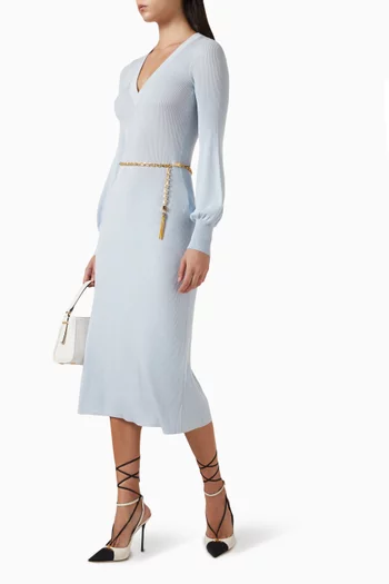 Belted Dress in Rib-knit
