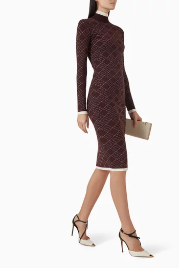 Jacquard Logo Midi Dress in Knit