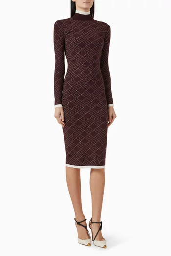 Jacquard Logo Midi Dress in Knit