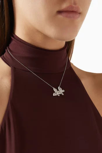 Double Butterfly Pendant Necklace in 925 Sterling Silver