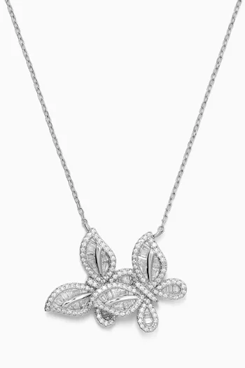 Double Butterfly Pendant Necklace in 925 Sterling Silver