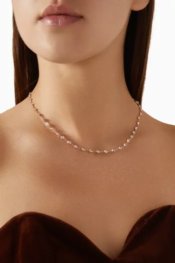 Bezel Crystal Necklace in Rose-gold Plated Silver