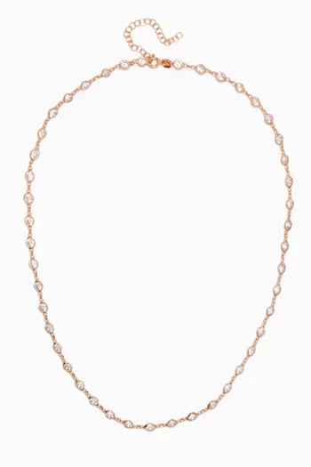 Bezel Crystal Necklace in Rose-gold Plated Silver